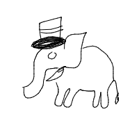 elephant with a hat drawing by jhunguchuku in Artbitrator