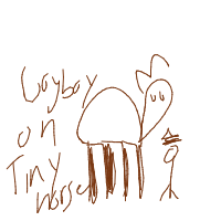 cowboy on tiny horse drawing by guest-lld80bqrq in Artbitrator