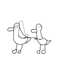 duck leading ducklings drawing by kosidil735 in Artbitrator