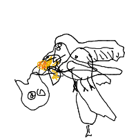 seagull stealing chips drawing by kosidil735 in Artbitrator