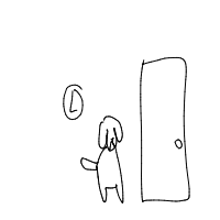 dog waiting at door drawing by alexismeyay in Artbitrator