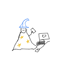 wizard at tech startup drawing by jojoieeee in Artbitrator
