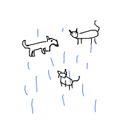 raining cats and dogs drawing by jojoieeee in Artbitrator