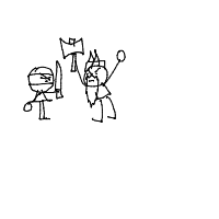 ninja vs viking drawing by ihatemydraws in Artbitrator