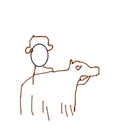 cowboy on tiny horse drawing by sheldon in Artbitrator