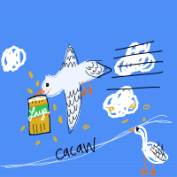 seagull stealing chips drawing by guest-l5vjek11f in Artbitrator