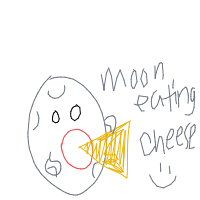 moon eating cheese drawing by guest-txqxapsg2 in Artbitrator