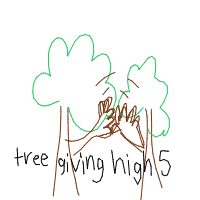 tree giving high five drawing by guest-txqxapsg2 in Artbitrator