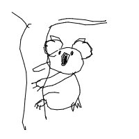koala hugging tree drawing by guest-61j28fgo4 in Artbitrator