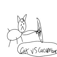 cat vs cucumber drawing by guest-etire1puv in Artbitrator