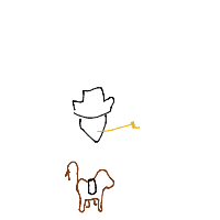 cowboy on tiny horse drawing by tiwini in Artbitrator