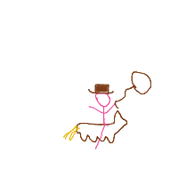 cowboy on tiny horse drawing by guest-kgf71f2zx in Artbitrator