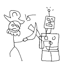 pirate vs robot drawing by guest-m3qirtcsm in Artbitrator