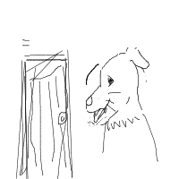 dog waiting at door drawing by crazylilsis in Artbitrator