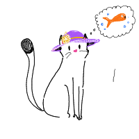 a cat with a hat dreaming about fish with a thought bubble drawing by player-rendczy60 in Artbitrator
