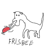 dog catching frisbee drawing by jonisss in Artbitrator