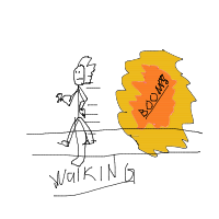 walking away from explosion drawing by jonisss in Artbitrator