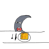 moon eating cheese drawing by kosidil735 in Artbitrator