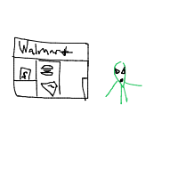alien at grocery store drawing by guest-a0tqkwqqt in Artbitrator