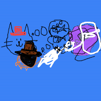 a cat with a hat dreaming about fish with a thought bubble drawing by player-y7ul5ikpf in Artbitrator