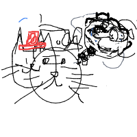 a cat with a hat dreaming about fish with a thought bubble drawing by player-8wk06fjyx in Artbitrator