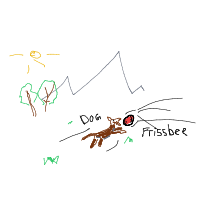 dog catching frisbee drawing by guest-91vt20dbt in Artbitrator