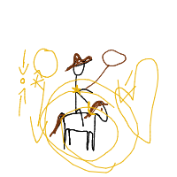 cowboy on tiny horse drawing by edike in Artbitrator
