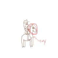 cowboy on tiny horse drawing by guest-rkmmisyes in Artbitrator