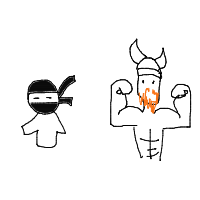 ninja vs viking drawing by guest-n4u90ozyd in Artbitrator