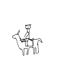 cowboy on tiny horse drawing by hmmsiddd in Artbitrator