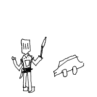 medieval knight at drive-thru drawing by aamink7731 in Artbitrator