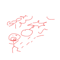 walking away from explosion drawing by lindu in Artbitrator