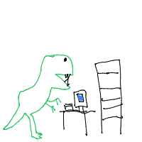 dinosaur in modern office drawing by guest-r6nk2qu7e in Artbitrator