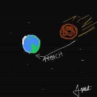 meteor approaching earth drawing by guest-e1ri236ug in Artbitrator