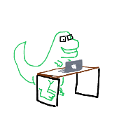 dinosaur in modern office drawing by guest-tlk76l3cl in Artbitrator