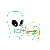 alien trying human food drawing by guest-tlk76l3cl in Artbitrator