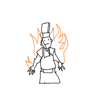 chef on fire drawing by guest-4y1fqr8gh in Artbitrator