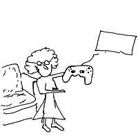 grandma playing video games drawing by bagr3l in Artbitrator
