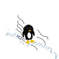 penguin sliding drawing by bagr3l in Artbitrator