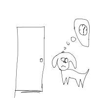 dog waiting at door drawing by danielcapanema1 in Artbitrator