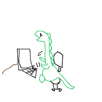 dinosaur in modern office drawing by guest-dkdgz4nke in Artbitrator