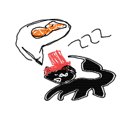 a cat with a hat dreaming about fish with a thought bubble drawing by player-snajd7zc5 in Artbitrator