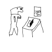 dinosaur in modern office drawing by notpeter in Artbitrator