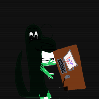 dinosaur in modern office drawing by guest-4bak9ooq5 in Artbitrator