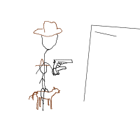 cowboy on tiny horse drawing by ronan in Artbitrator