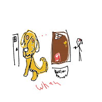 dog waiting at door drawing by guest-s8scdamft in Artbitrator