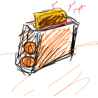 bread in toaster ejecting drawing by shunmackermann in Artbitrator