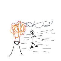 walking away from explosion drawing by sofiaabarovero in Artbitrator