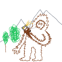 bigfoot taking selfie drawing by guest-gxct0s9ni in Artbitrator