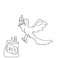 seagull stealing chips drawing by aceacentic in Artbitrator